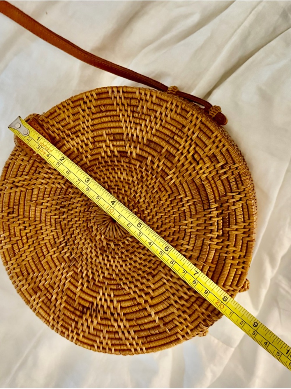 Bali Round Straw Crossbody Bag - Natural Straw - Picture 7 of 12